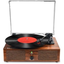 Vintage Bluetooth Vinyl Record Player with Built-in Speakers