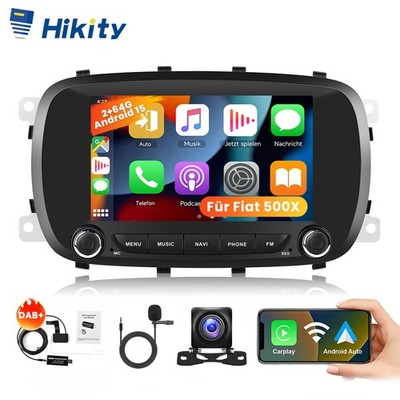 DAB+ 7'' Android 15 Apple Carplay Autoradio GPS NAVI WIFI Für Fiat 500X 2014-2020