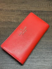 Kate Spade New York Staci Saffiano Leather Large Slim Bifold Wallet Gazpacho