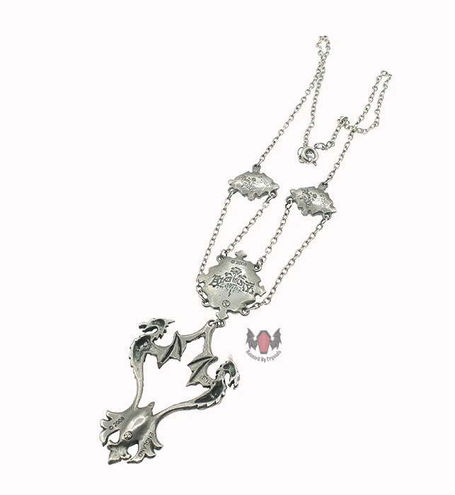 Alchemy Gothic Amber Dragon Necklace P509 Goth 2004 Orange Pewter Rare Enamel Foto 2 de 4