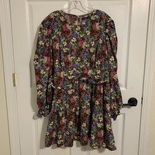 Boohoo Plus Woven Puff Sleeve Skater Mini Dress Size 18 Graduation Colorful