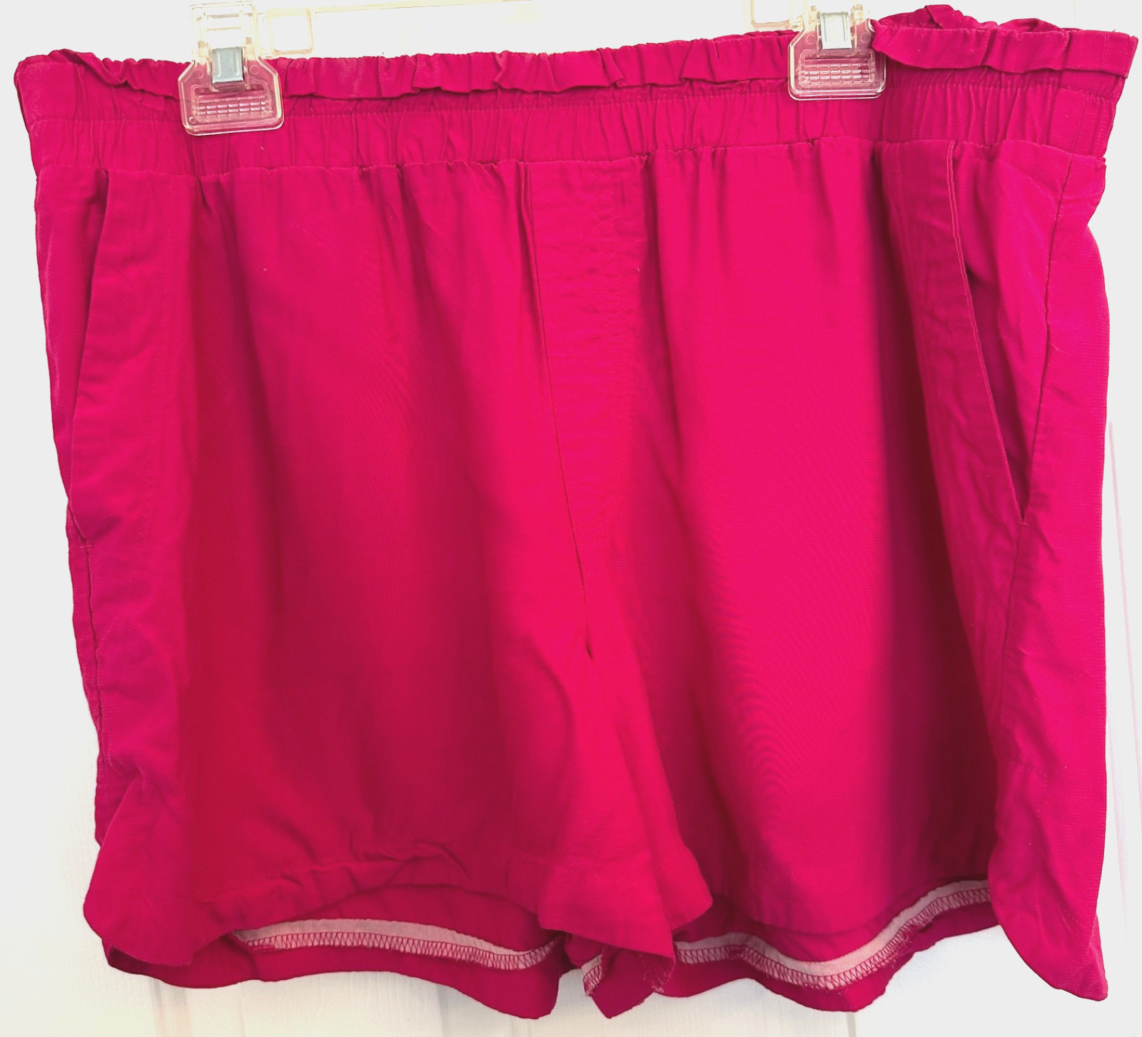 Women's High-Rise Ruffled Waist Edge Crepe Shorts - A New Day - Pink - Size XL