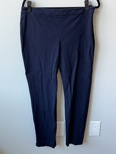 Talbots Size 10 Navy Blue Stretch Side Zip Cotton Chatham Slim Ankle Pants 27  