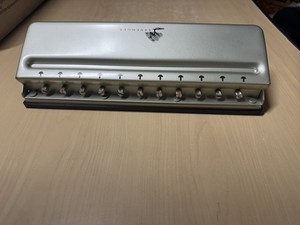 Levenger Circa Universal 11-Hole Desk Paper Hole Punch with Adjustable Slide