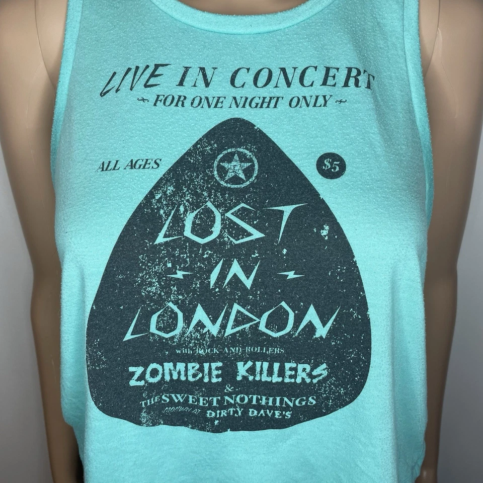 Nollie Teal & Black 休闲圆领音乐会图案无袖短背心 — 第 4/4 张图片