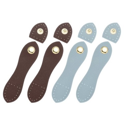 4 Sets Leather Button Closures with Buckles (Dark Brown/Blue) for Sewing