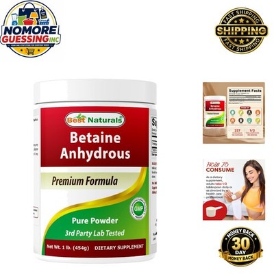 Pure Betaine Anhydrous Powder, 1 Pound - 2000 mg TMG per Serving, Lab Tested