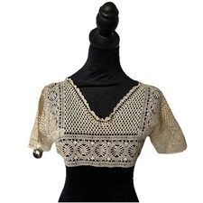 Antique / Vintage 1910s Edwardian Cream Lace Handmade Blouse