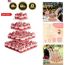 4 Tier Acrylic Cupcake Stand, Cupcake Holder, Acrylic Cupcake Tower Display ...