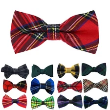 Men’s Scottish Tartan Bow Tie – Adjustable Plaid Bowtie for Kilt Wedding Formal