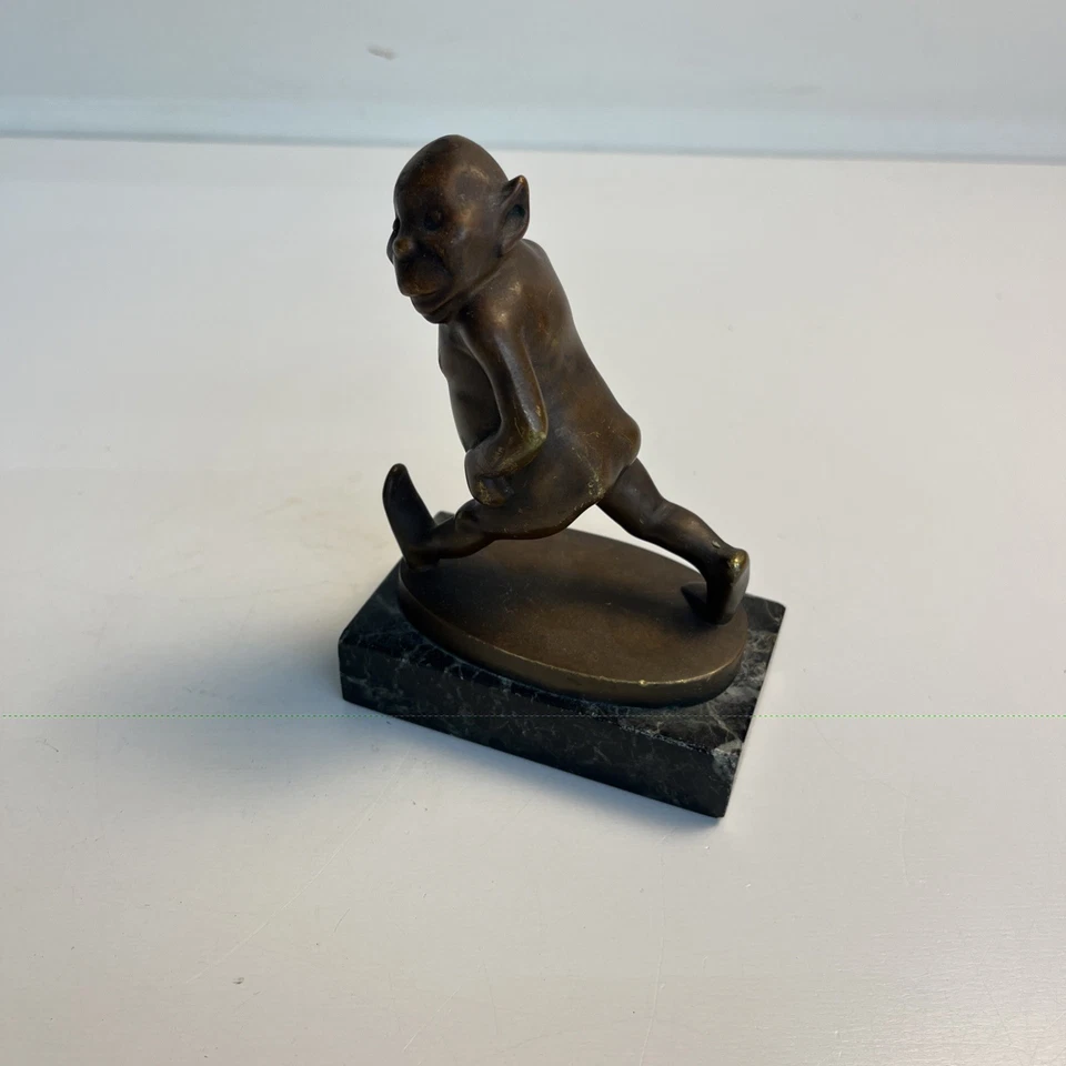 "Estatuilla artística vintage de bronce Boggart Billiken Imp Pixie escultura 5"" mediados de siglo" Foto 2 de 4