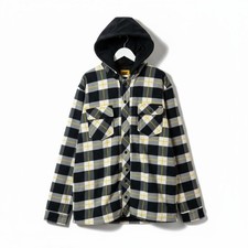 Vintage CAT Y2K Mens Flannel Workwear Plaid Checkered Jacket Black Yellow XL