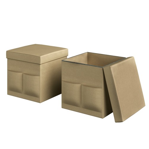 Foldable Storage Cube Ottomans with Pockets Livingroom Dorm Multipurpose - Picture 5 of 5