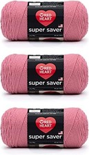 Red Heart Super Saver Light Raspberry Yarn - 3 Pack 3 pack,