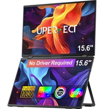 UPERFECT 15.6" Dual Screen Portable Monitor Folding Screen Dual Display 1080P
