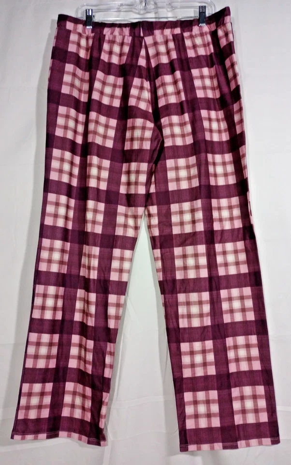 NWOT Lucky Brand Womens Lounge Pants L Pink Plaid Flannel Straight Leg Comfort - Image 2 of 4