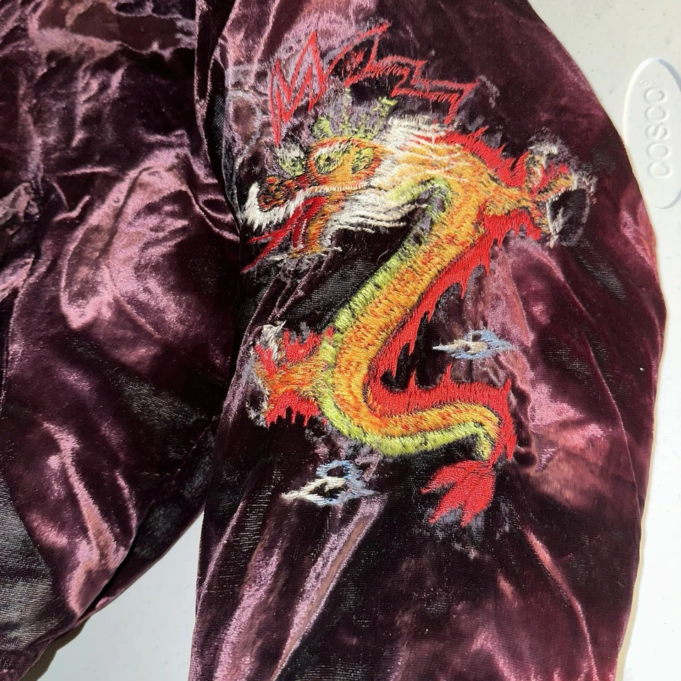 Vintage Far East Tour Okinawa Japan Velvet Insulated Bomber Souvenir Jacket Sz L - Image 4 of 4