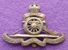 Royal Artillery Vintage WW2 Brass Military Cap Badge.       A2-2