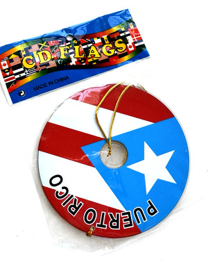 4 1/2'' inch Puerto Rico Flag CD Car Auto Rear View Mirror CD Hanging Dangler