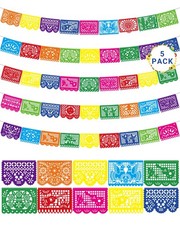 90 FT Fiesta Party Decorations, 5 Pack Cinco De Mayo Banner, Large Plastic Pa...