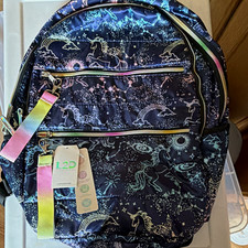 L2D Accessories Large Navy Unicorn Rainbow Girls Backpack Polyester Zip Padded