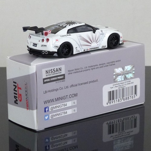 Mini GT MGT00064-R 1:64 LB WORKS Nissan GT-R R35 Type 1 Rear Wing ver 1+2 White - Picture 2 of 2