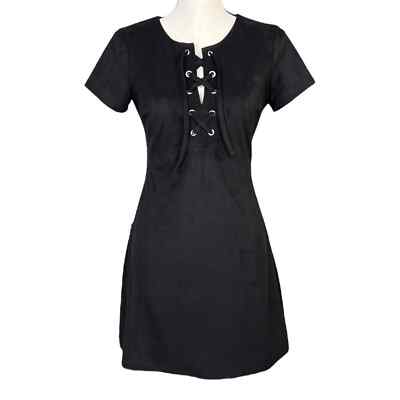 Express Black Faux-Suede Lace-Up Front Short Sleeve Mini Dress Size 2 Bohemian | eBay Express Black Faux-Suede Lace-Up Front Short Sleeve Mini Dress Size 2 Bohemian | eBay