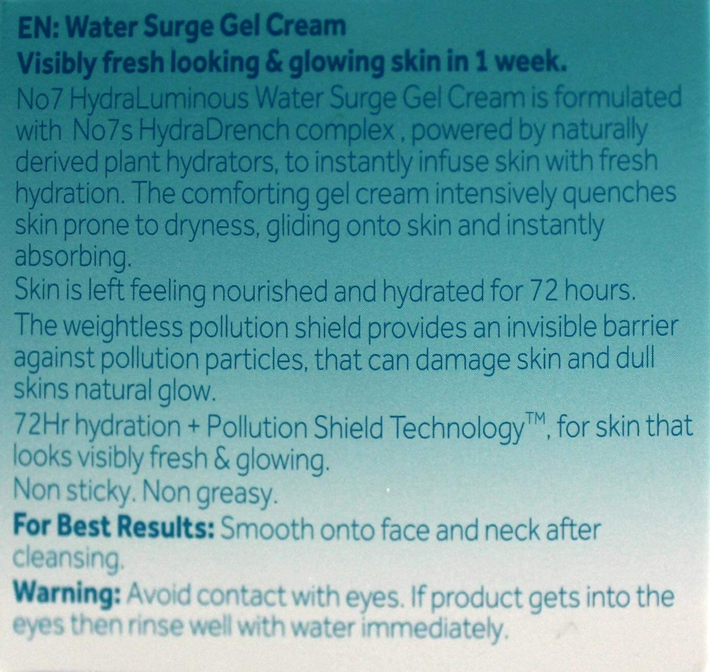 2 X No7 Hydraluminous Water Surge GEL Cream 50ml for sale online eBay