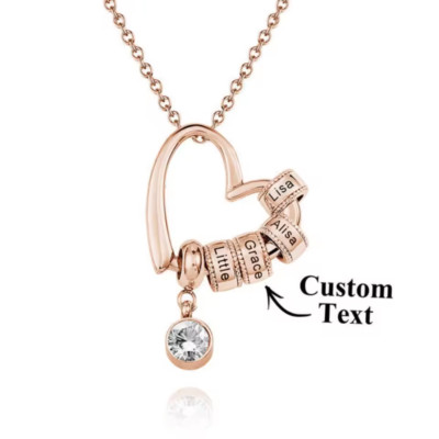 Customized 1-6 Name Charm Birthstone Necklace Heart Pendant Jewelry Gold Silver
