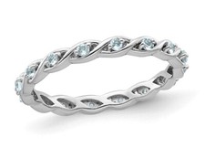 1/5 Carat ctw Light Aquamarine Eternity Band Ring in Sterling Silver