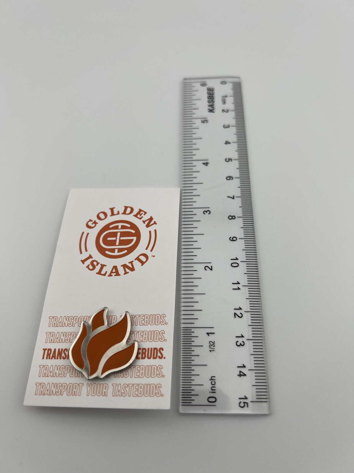 Golden Island Orange Flame Enamel Pin. Lapel. Badge.