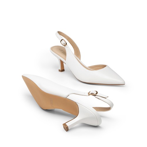 Women Slip On Slingback Pumps Low Kitten Heel Pointed Toe Dress Pump Shoes - Picture 17 of 44