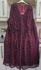 Ladies Joe Browns Wine / Black Chiffon Style Lined Dress Sz 26 BNWT