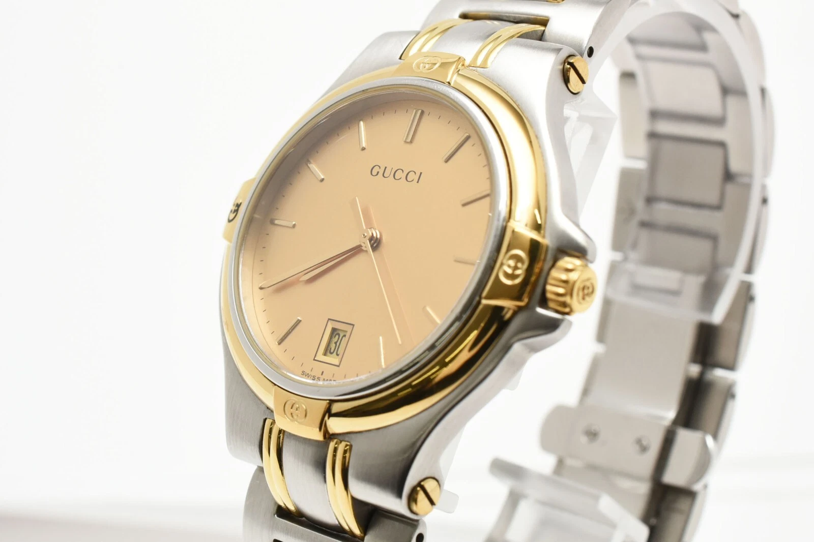 [Presque comme neuve] Montre à quartz homme Gucci 9040M cadran doré date vintage du JAPON