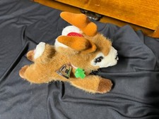 Russ Shimmer Reindeer Plush Brown Christmas Bell Original Tag 9" Stuffed Animal