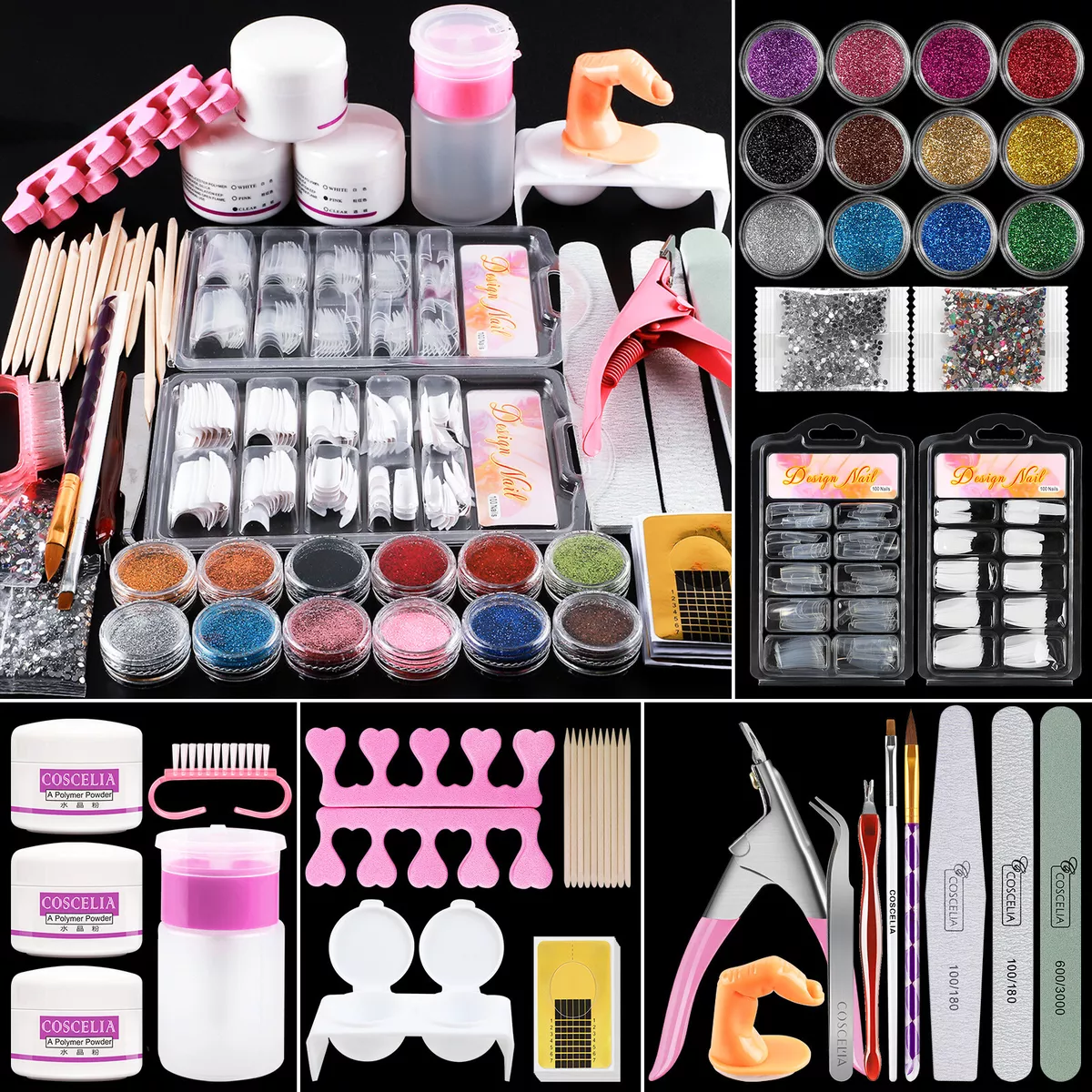 Buy Coslifestore-Pack of 40 Nail Art tools- 5 Flower brushes, 15 Nail art  brushes, 5 acrylic brushes, 5 dotting tools , 1 gel brush with slicer, 1  tip cutter, 8 Nail buffers -