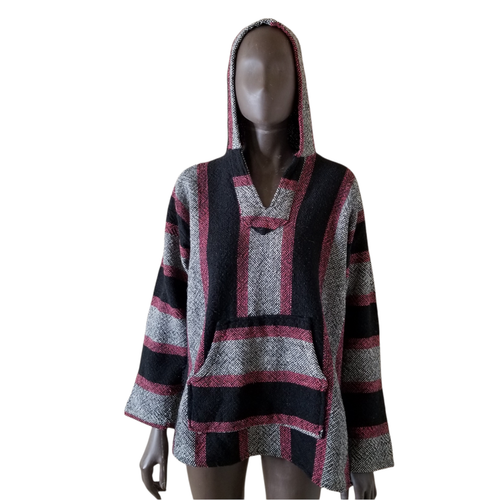 Vintage Drug Rug Mexican Poncho Hoodie Mens Medium Multicolor Pullover ...