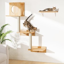 Wall Mounted Cat Tree 47  Tall, Cat Activity Tree Tower Set: Scratc... Fas
