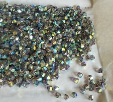 Vintage Swarovski 4mm bicone beads, Crystal AB Satin 36pcs 