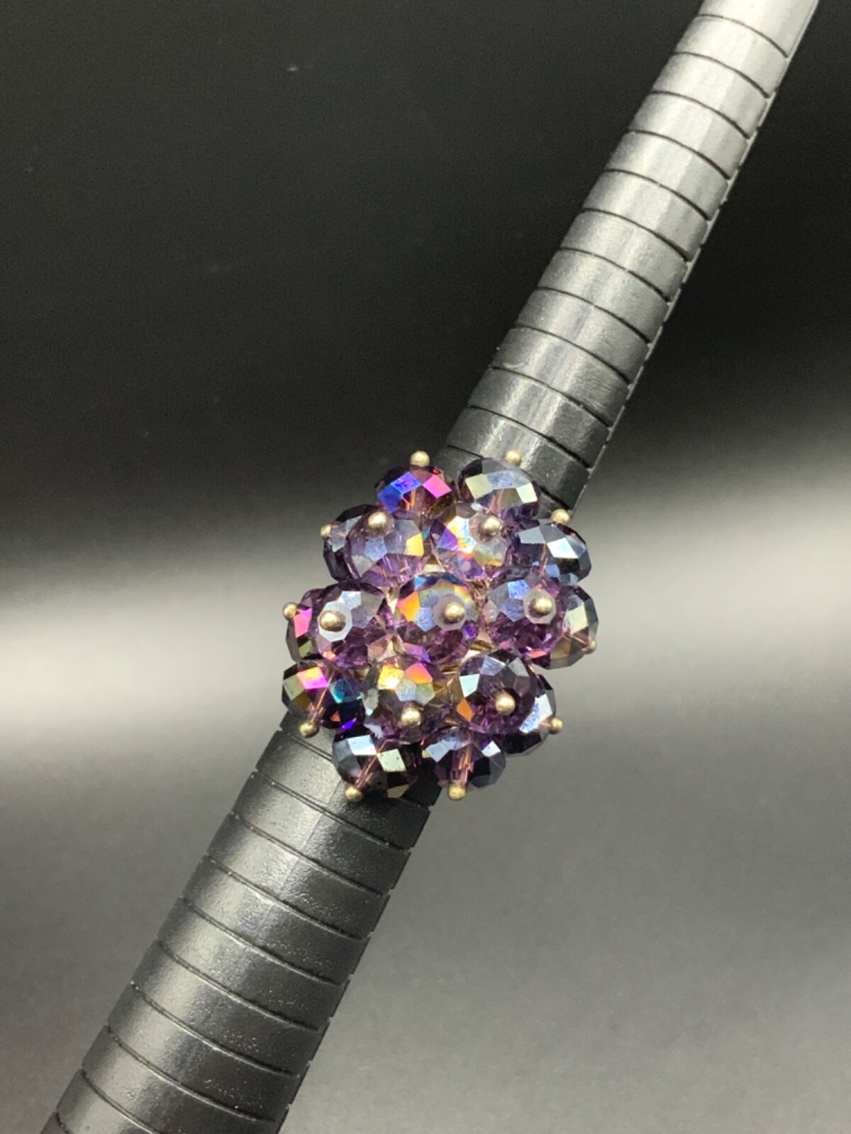 Cluster Ring adjustable Crystal Aura Amethyst shi… - image 7