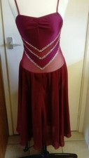 Small Size ladies Lyical dance dress, burgundy in colour