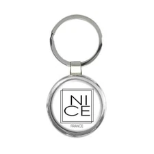 NICE France : Gift Round Keychain Square Modern Minimalist Font