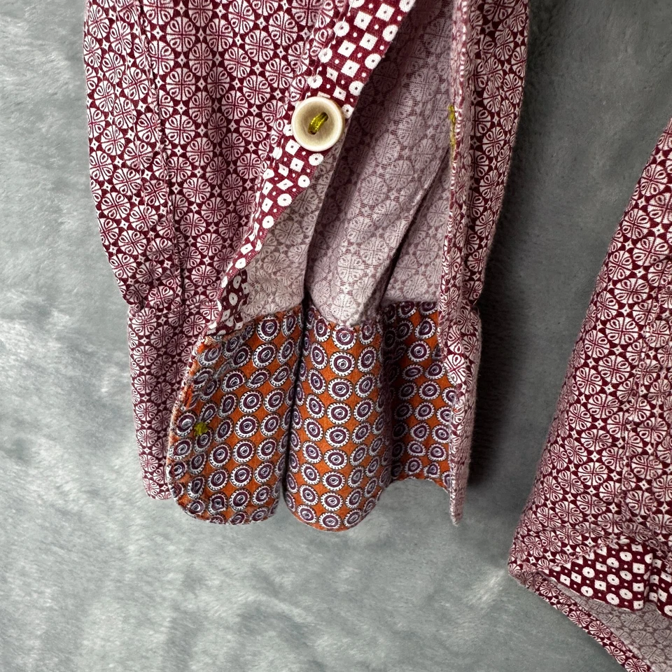 Ted Baker London Camisa Hombre Rojo Patrón Floral Camisa Abotonada Talla 5 Foto 4 de 4