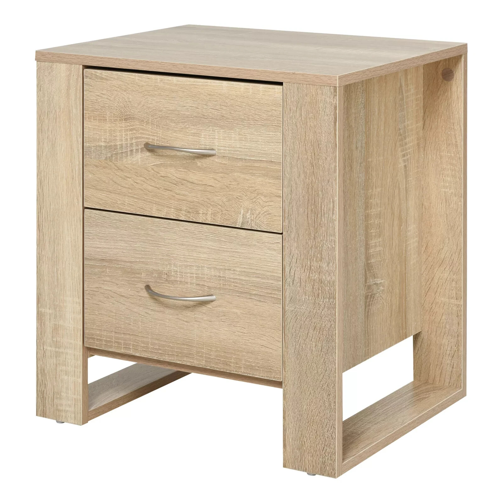 Particle Board 2 Drawer Bedside Table Natural Nightstand beside Cabinet Zebaa