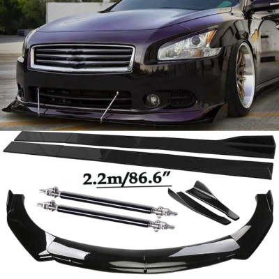Front Bumper Lip Spoiler Side Skirts Rear Lip Glos Black For 09-15 Nissan Maxim