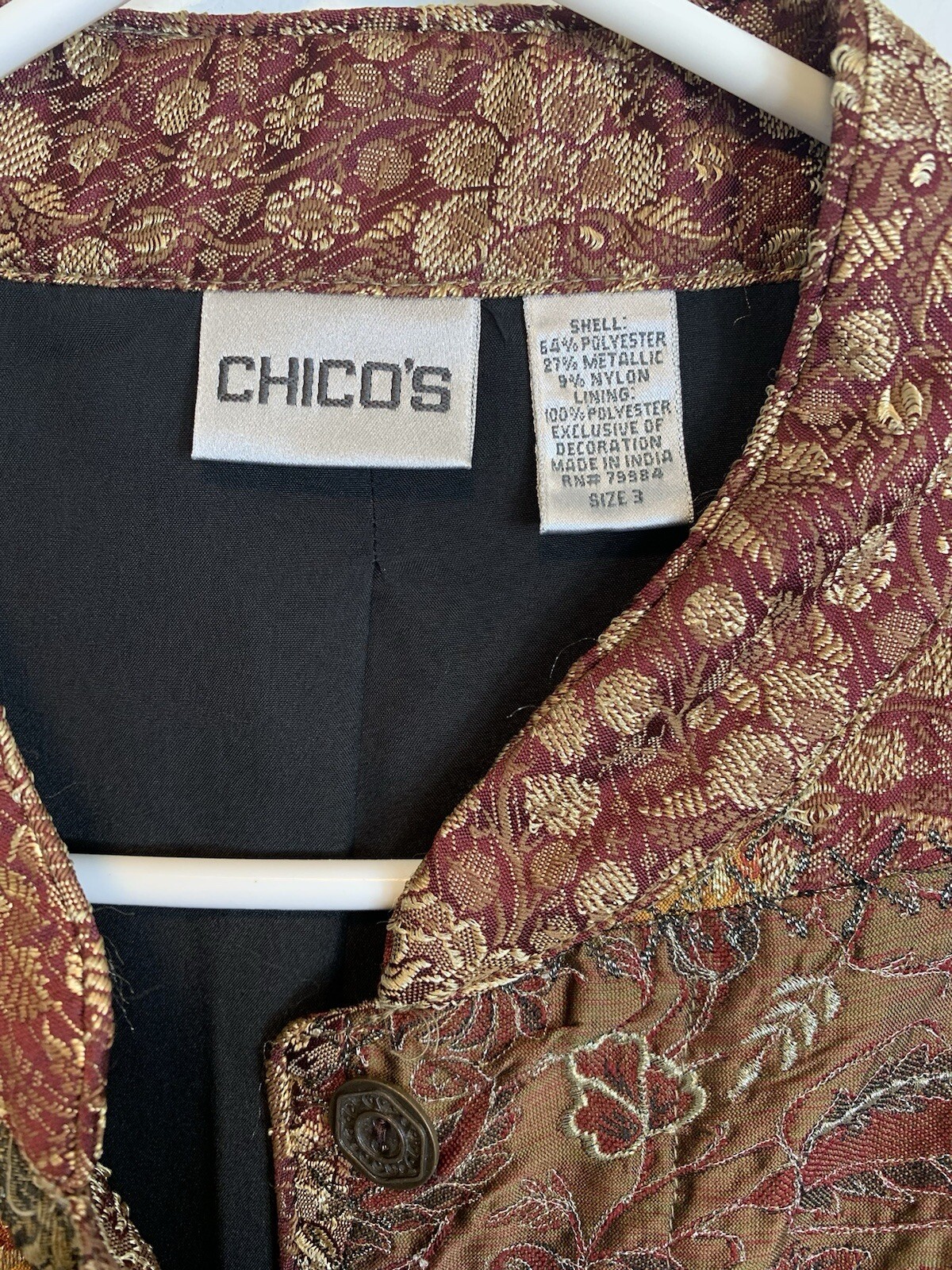 Chico’s Jacket Size 3 (XL/16) Patchwork Metallic … - image 2