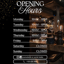 Shop Window Opening Hours Times Customised Personalised Sign Vinyl Decal Sticker