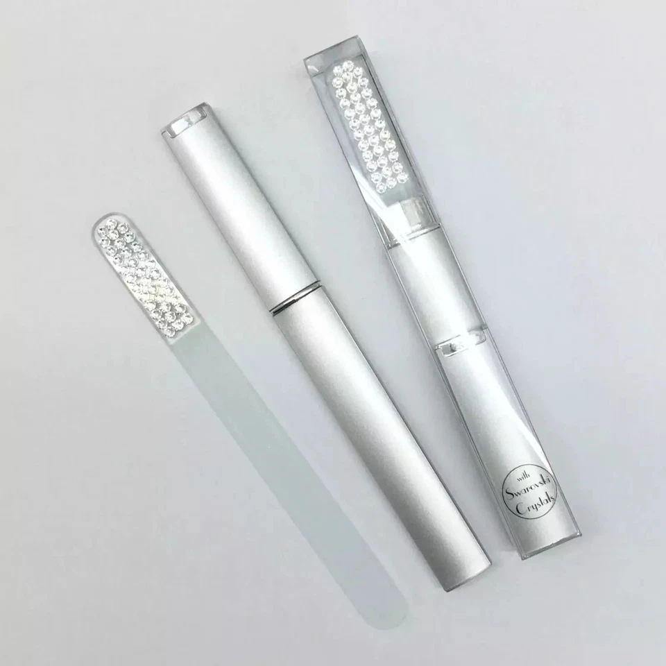 3 x Lima de uñas de vidrio hecha con cristal de Swarovski, estuche rígido, doble cara Foto 3 de 3