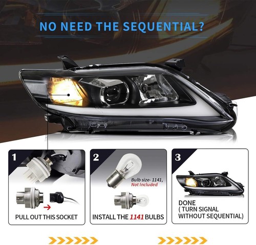 VLAND LED Projector Headlights For 2010-2011 Toyota Camry Sedan w/Sequential - Foto 5 di 13