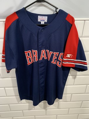 Maillot Vintage Atlanta Braves Starter - Blanc Coton Boutonné - Années 90 - Taille L